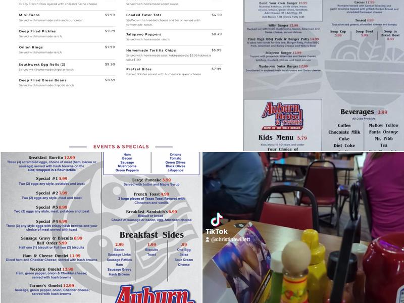 Auburn Hotel and Tavern Menu