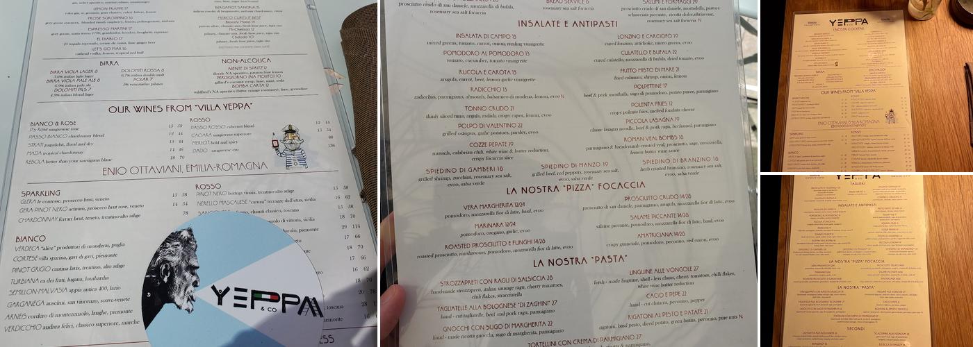 Yeppa & Co. Menu