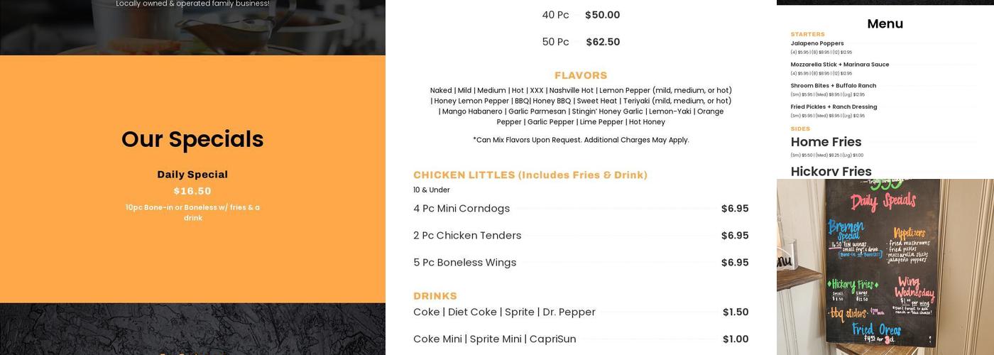 Triple 3 Wings Menu