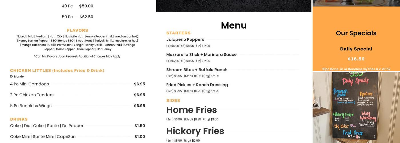 Triple 3 Wings Menu