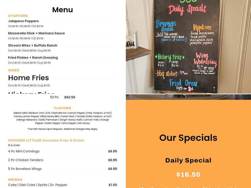 Triple 3 Wings Menu
