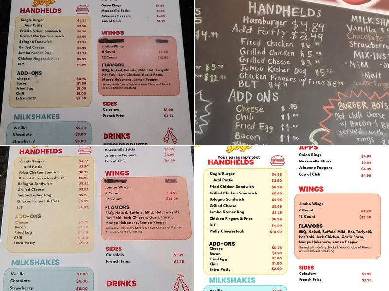 BURGER BOYS Menu
