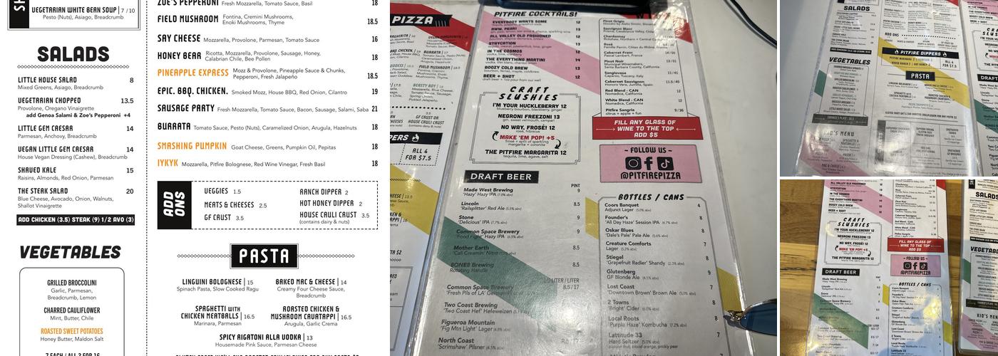 Pitfire Pizza Menu