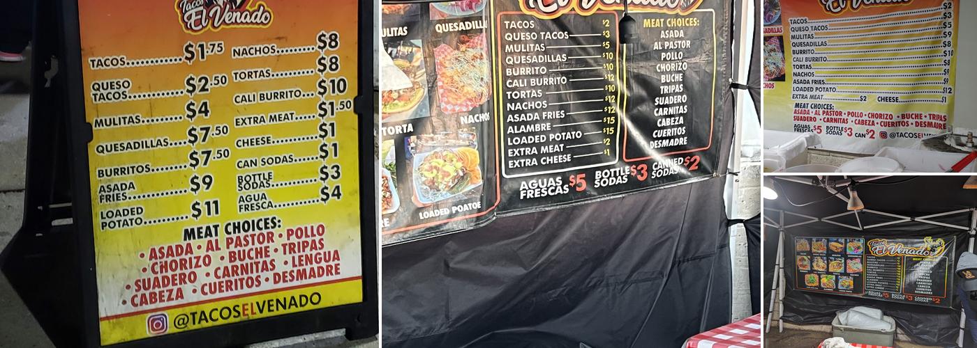 Tacos El Venado Menu