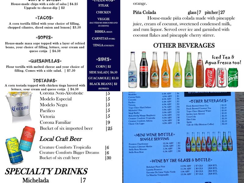 Poquitos Menu