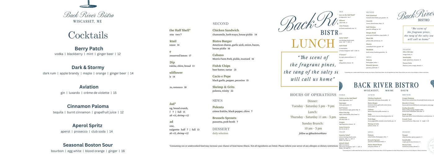 Back River Bistro Menu