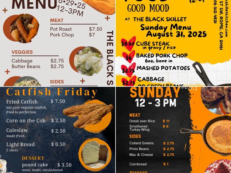 the Black Skillet country kitchen Menu