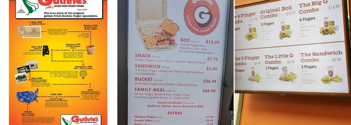 Guthrie's Menu