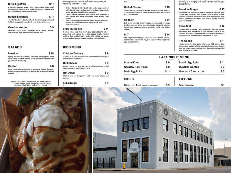 Threefoot Brewing Menu