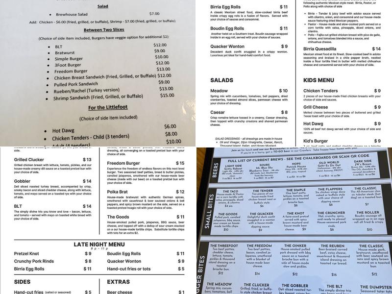 Threefoot Brewing Menu