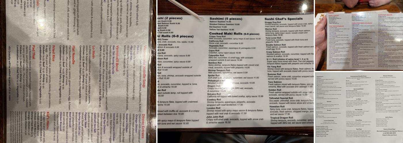 Paris house Menu