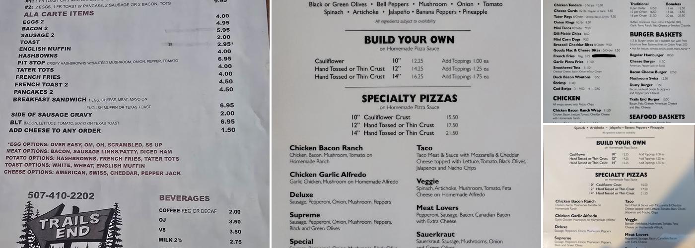 Trails End Menu