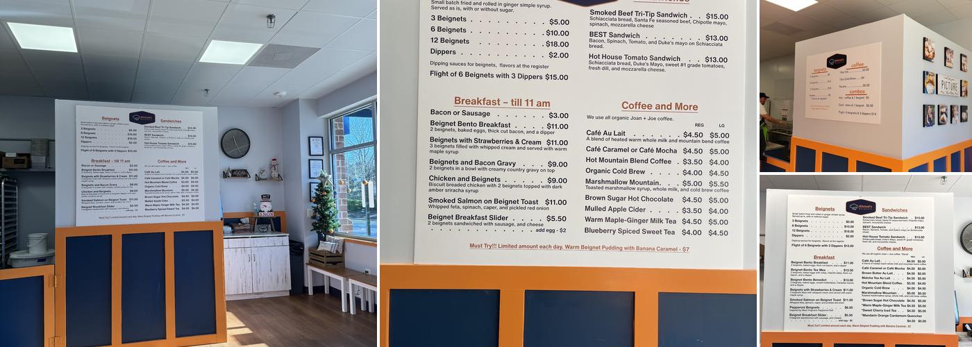 Bilstad's Beignets Menu