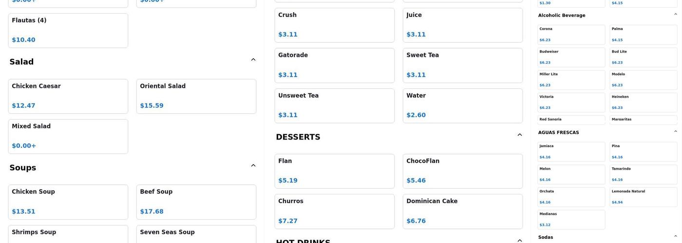 Taqueria El Rinconcito Mexicano Menu