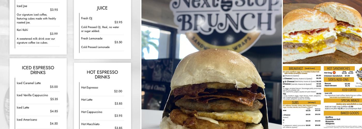 Next Stop Brunch Menu