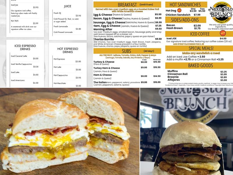 Next Stop Brunch Menu