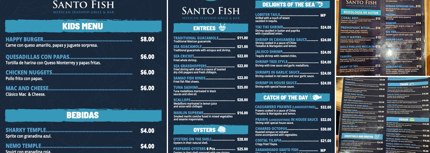 Santo Fish Menu