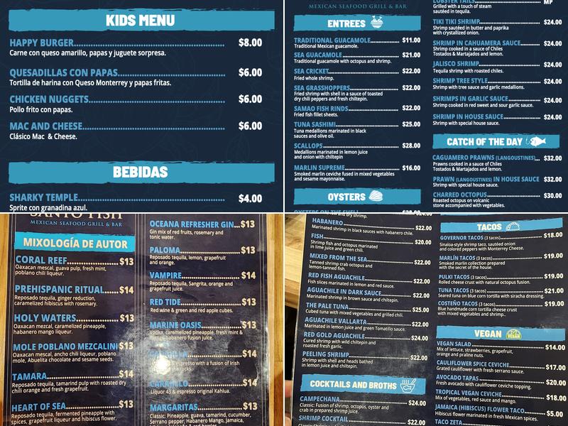 Santo Fish Menu