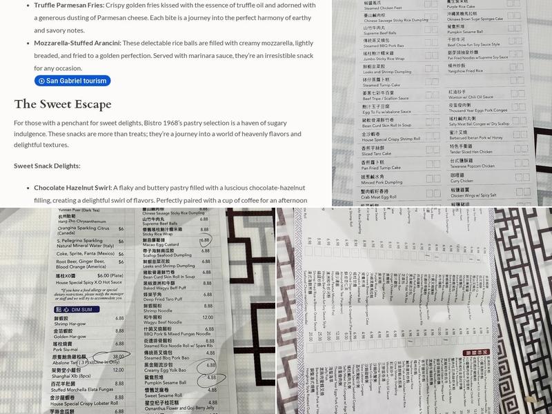 Bistro 1968 Menu