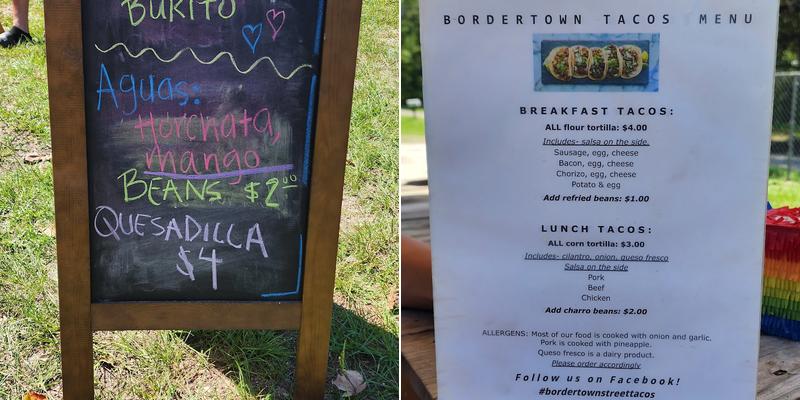 Bordertown Street Tacos Menu