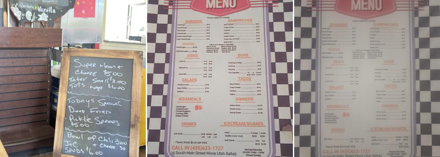 Mel's Place Menu