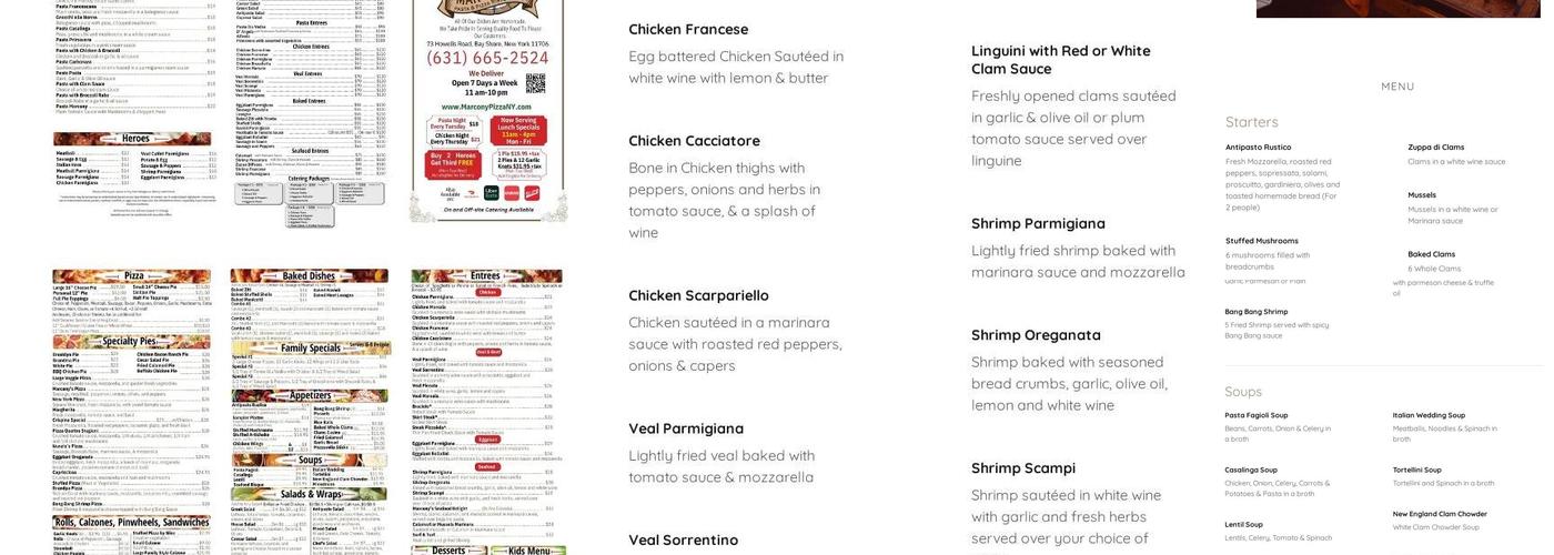 Marcony's Pizza & Pasta Restaurant Menu