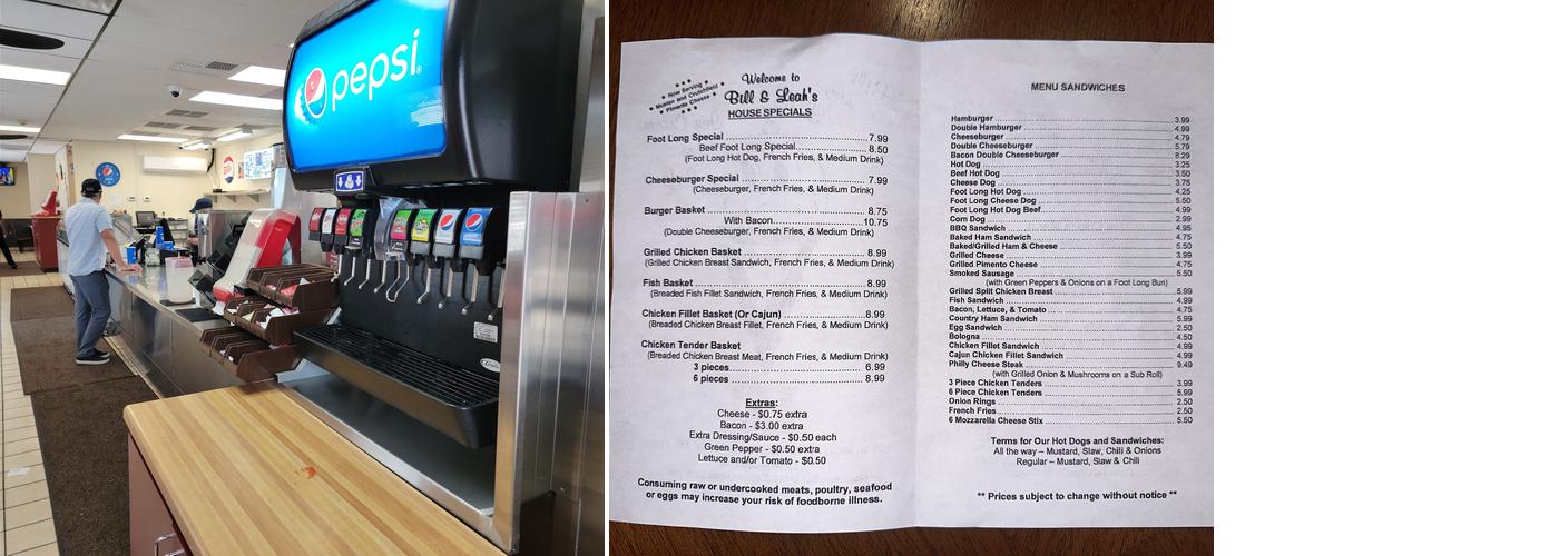 Bill and Leah’s Ice Cream and Cafe Menu