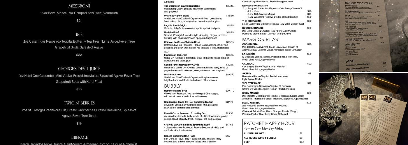 Or Bar Menu