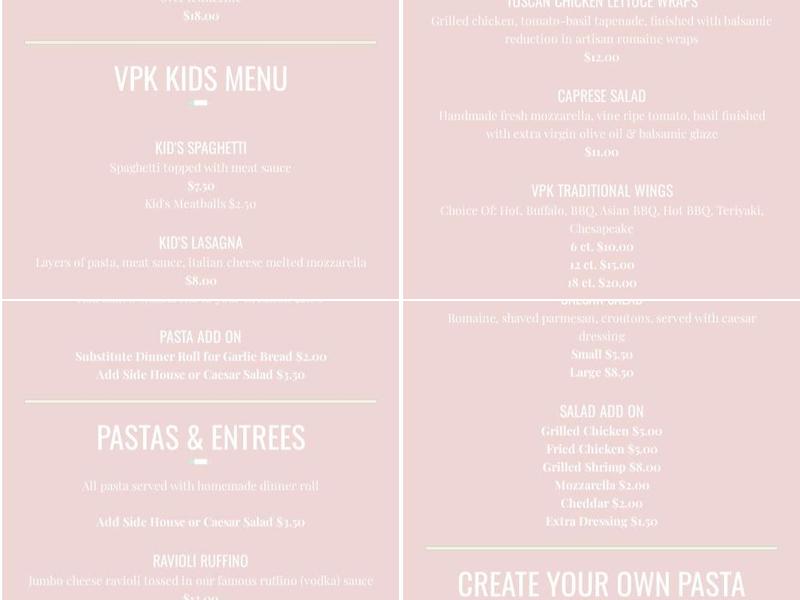 Vitale's Pizza Kitchen Menu