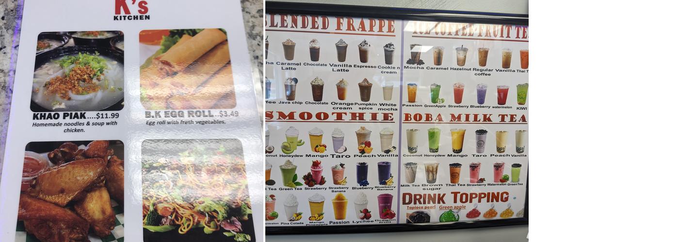 K's kitchen Menu