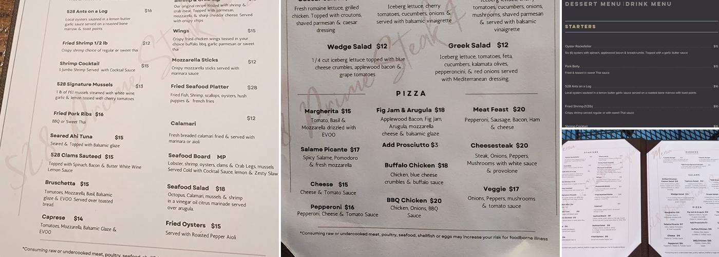 528 Prime Steak & Seafood Menu