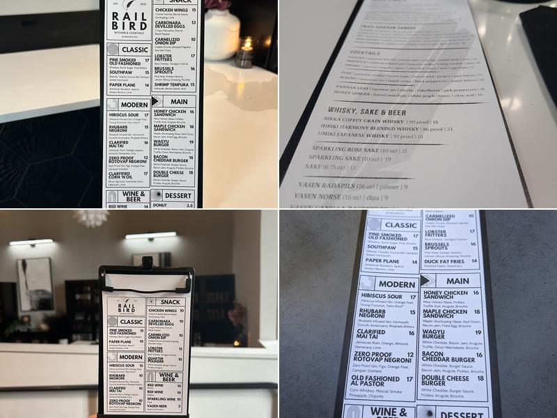 Railbird Kitchen Menu