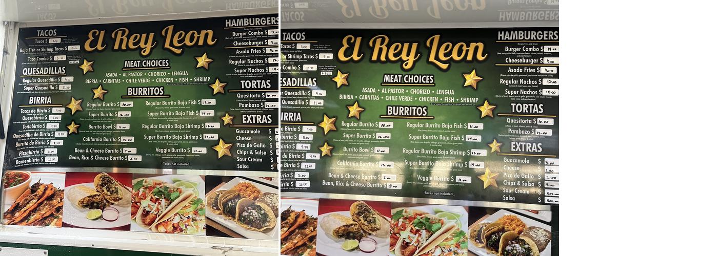 El Rey Leon Menu