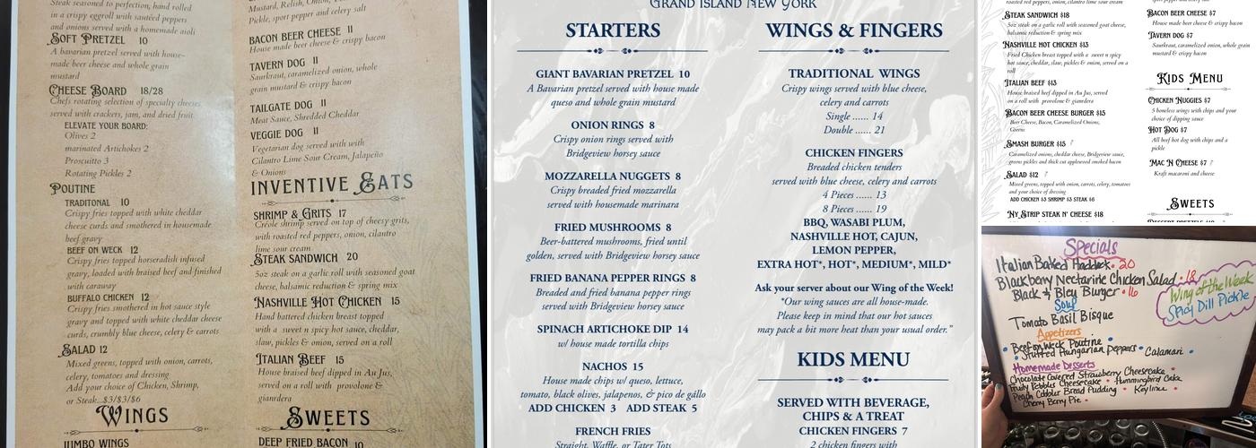 Bridgeview Tavern Menu