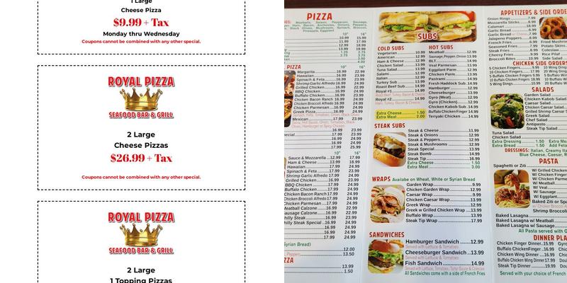 Royal Pizza & Seafood Menu