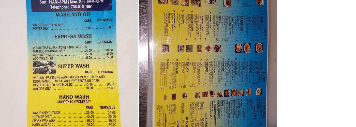 Los Amigos Carwash & food Menu