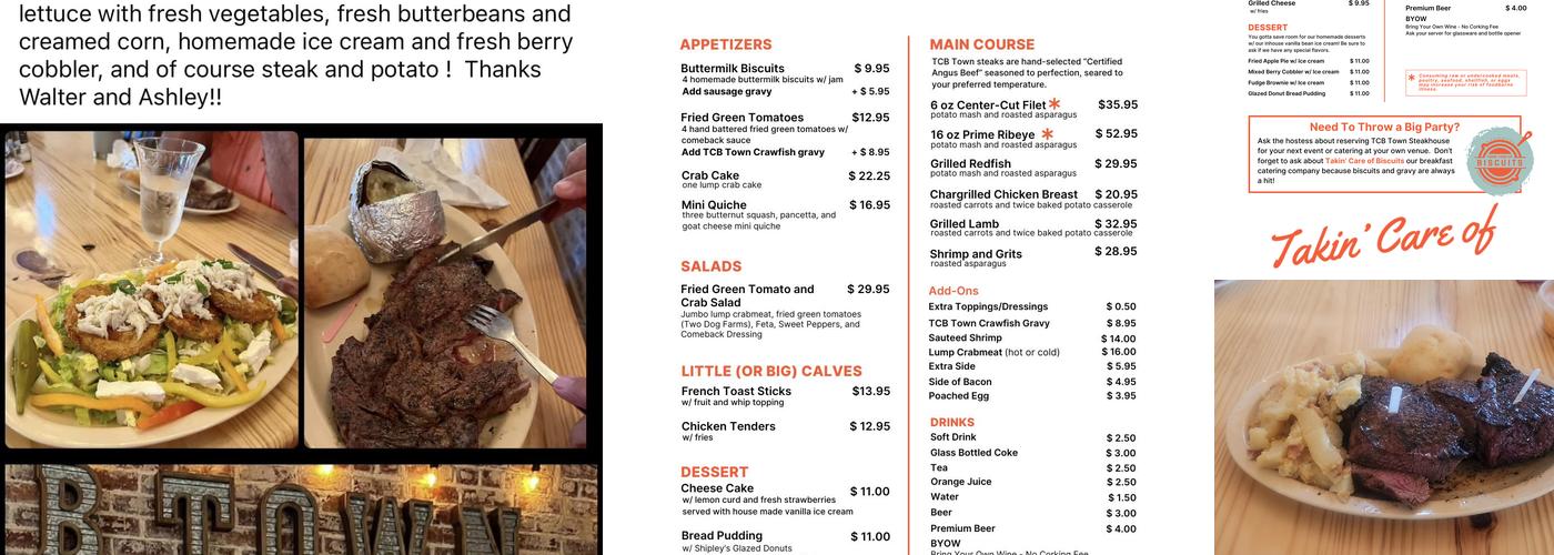 B-town Steakhouse Menu