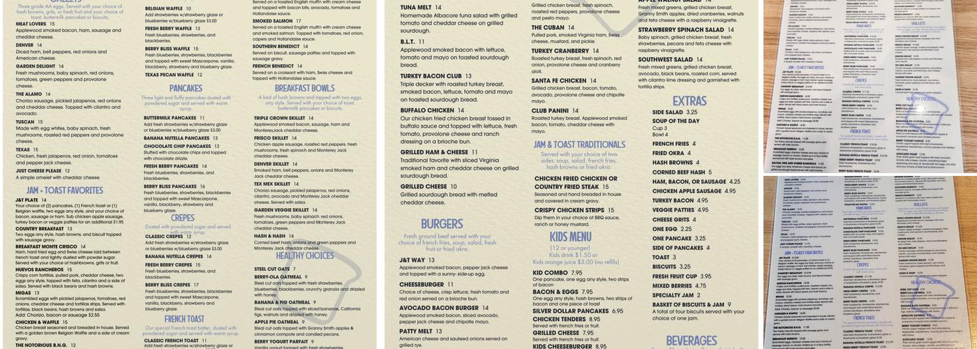 Jam + Toast Menu