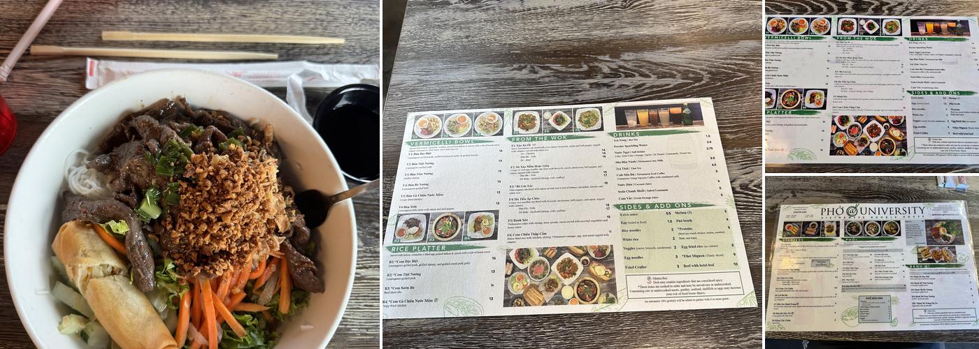 Pho@University Menu