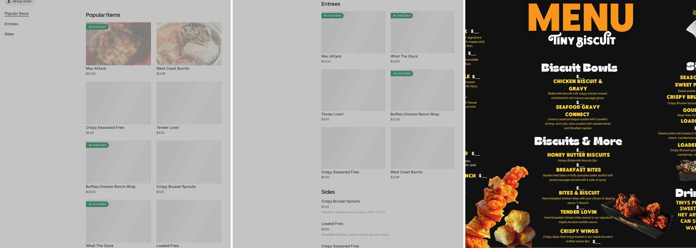 Tiny Biscuit Menu
