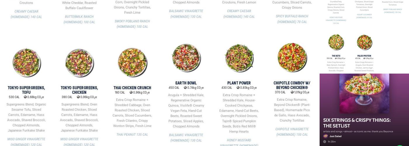Just Salad Menu