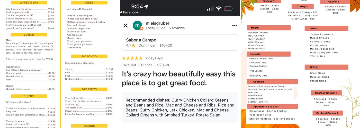 Sabor a Campo Menu
