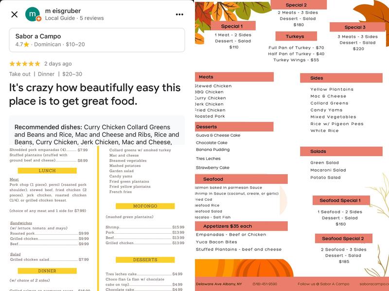 Sabor a Campo Menu