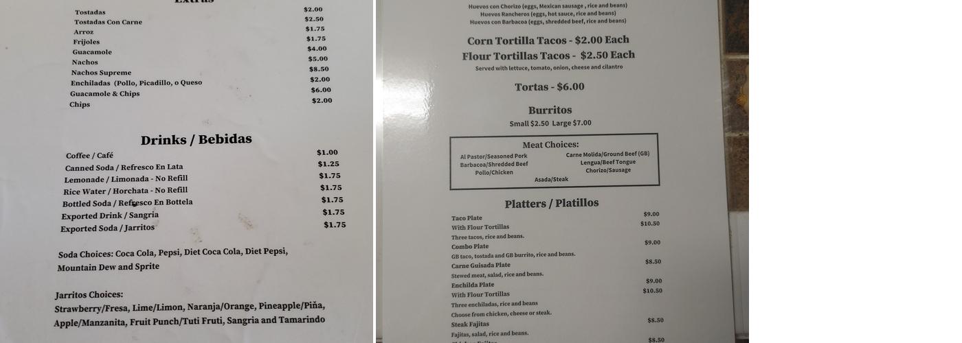 La Luna Restaurant Menu