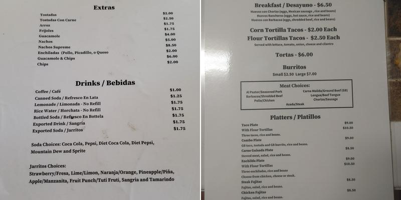 La Luna Restaurant Menu