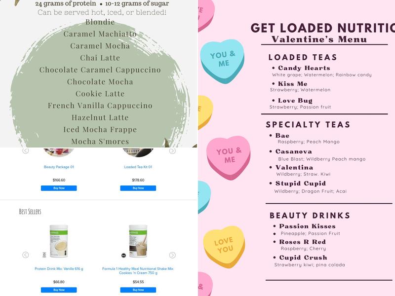 Get Loaded Nutrition Menu