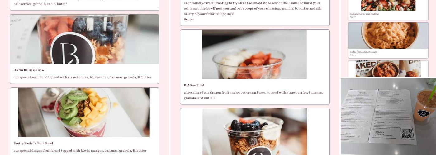 Basic. Eatery Menu