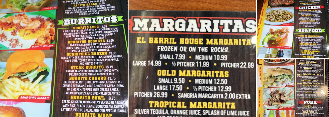 El Barril Menu