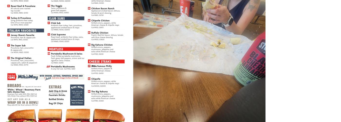 Jersey Mike's Subs Menu