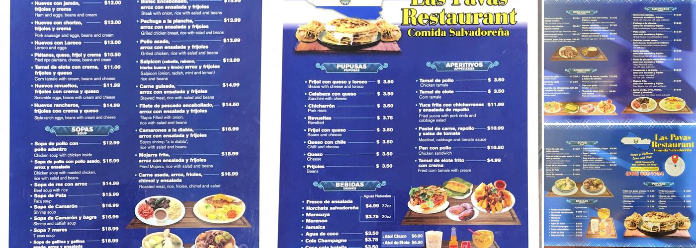 Las Pavas Restaurant Menu